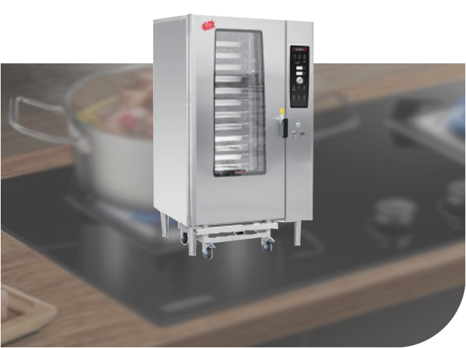 带推车电热电子版万能蒸烤箱