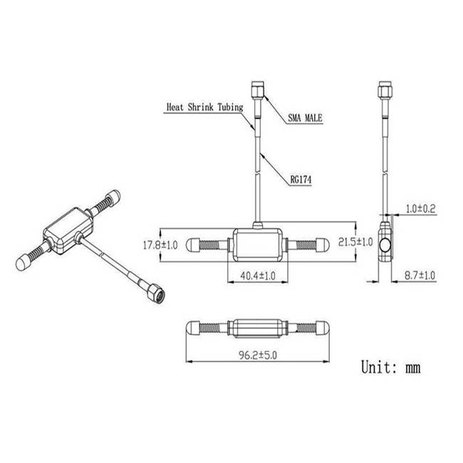 Low Loss 2.4G 5.8G GSM Antenna With RG174 Cable