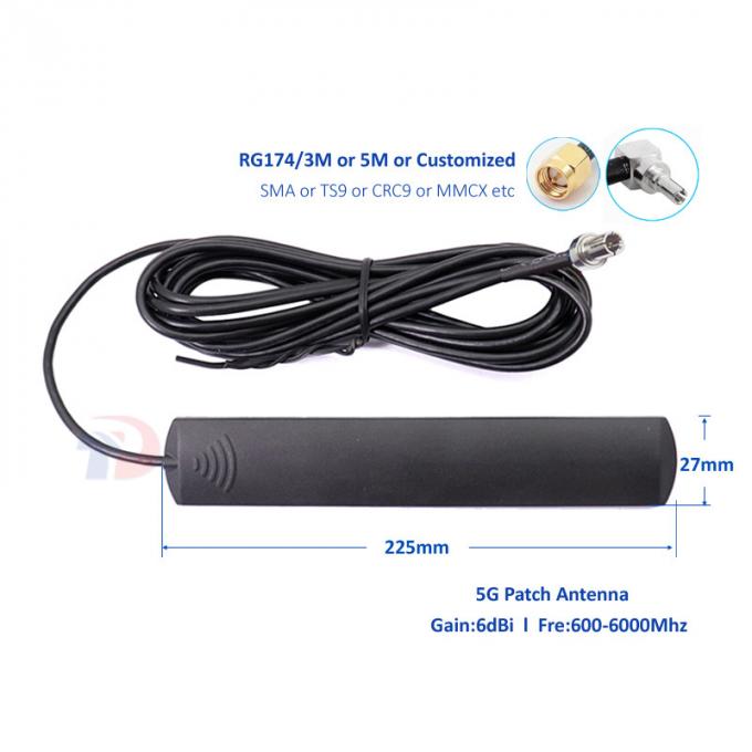 600 - 6000MHz 3M Sticker 6dBi External 5G Antenna With RG174 Cable