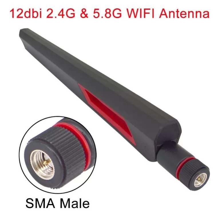 Dual Band 12dbi 2.4G 5G 5.8G RP SMA Male WiFi Antenna