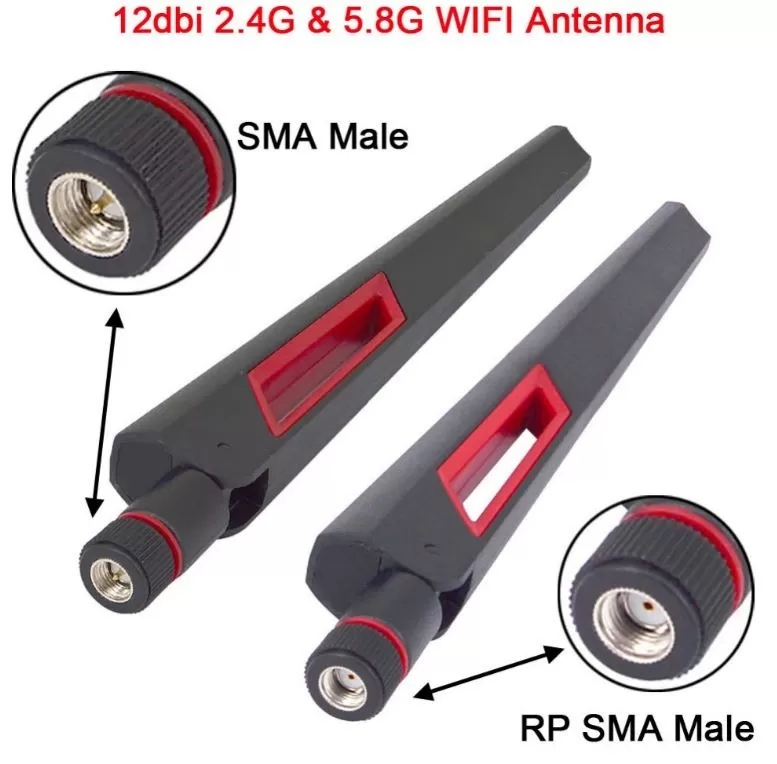 Dual Band 12dbi 2.4G 5G 5.8G RP SMA Male WiFi Antenna