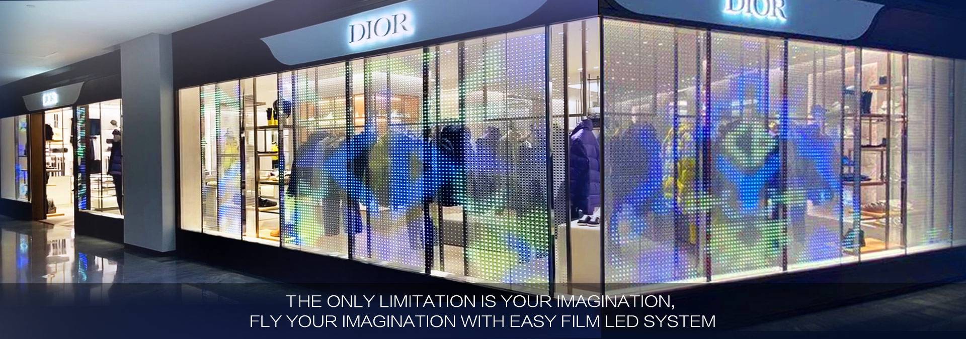 Invisible-30 Beijing Dior SKP mall pasted on film led video wall solution