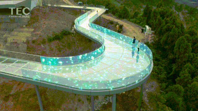 Skywalk glass video solutions, Skyline-10, 10mm Outdoor sticky film LED panel showcase