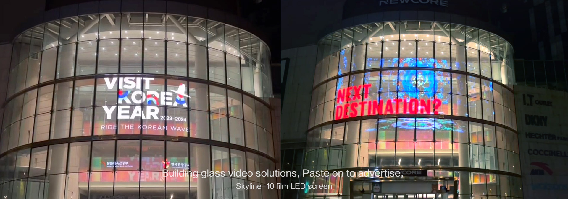 Skyline-10 Shopping mall window glass video wall solutions