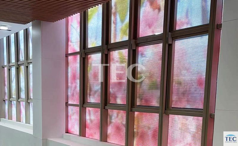 Skyline-8, P8mm Soft Clear Film Glass Adhesive LED Media Facade Video Wall