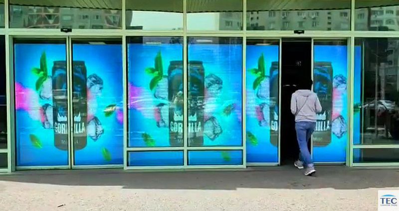 Skyline-10, P10mm Outdoor Transparent Film Glass Adhesive LED media facade Screen