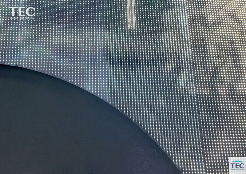 Skyline-4, P4/8mm Slim Transparent Film LED Video Glass Wall, see-through buiding glass facade video solutions