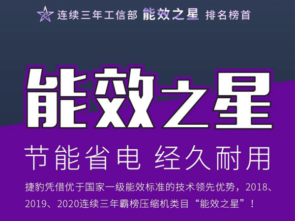 捷豹空压机连续三年揽获工信部能效...