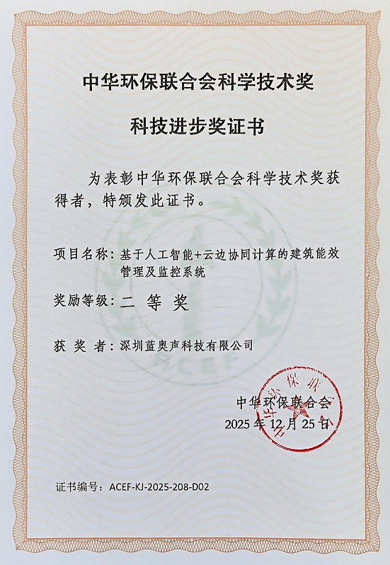 我司与高校合作人工智能项目荣获2025年中华环保联合会科学技术进步奖二等奖