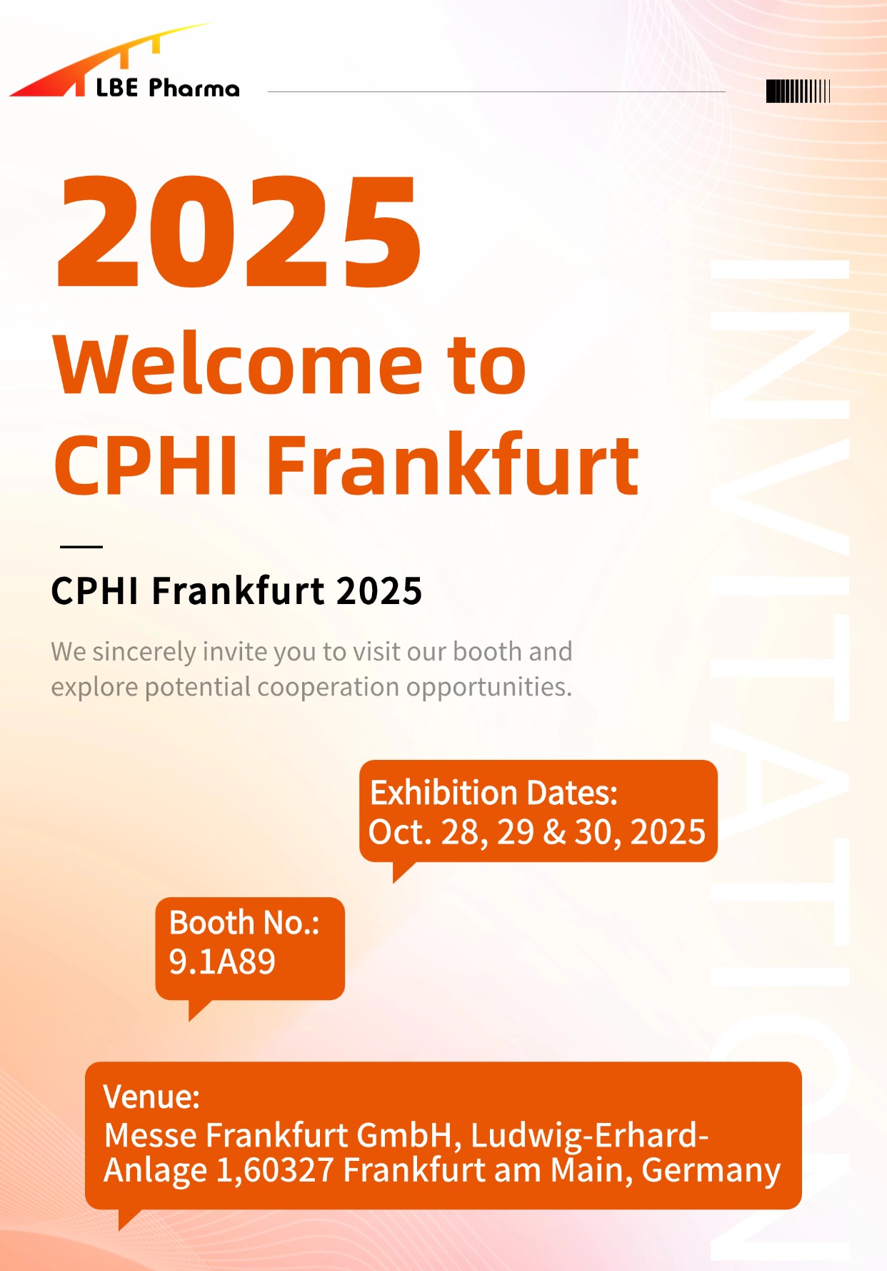 LBE Pharma Invites You to CPHI Worldwide 2025 – The 33rd CPHI World Pharmaceutical Ingredients Europe