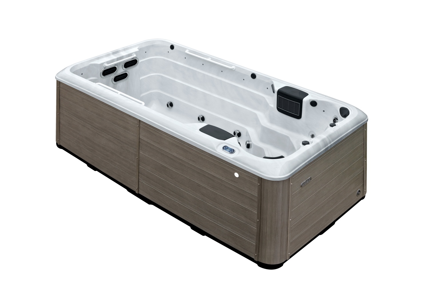 Compact Swim Spa SR8801B 3 Person Lounge with 3 Super Size U-Shape Swim Jets and LED Waterfall