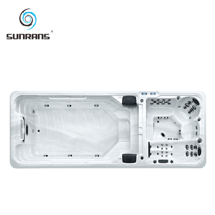 SR8802B Swim Spa 4 Person Hot Tub with 3x3.0HP Swim Pumps for Home Backyard
