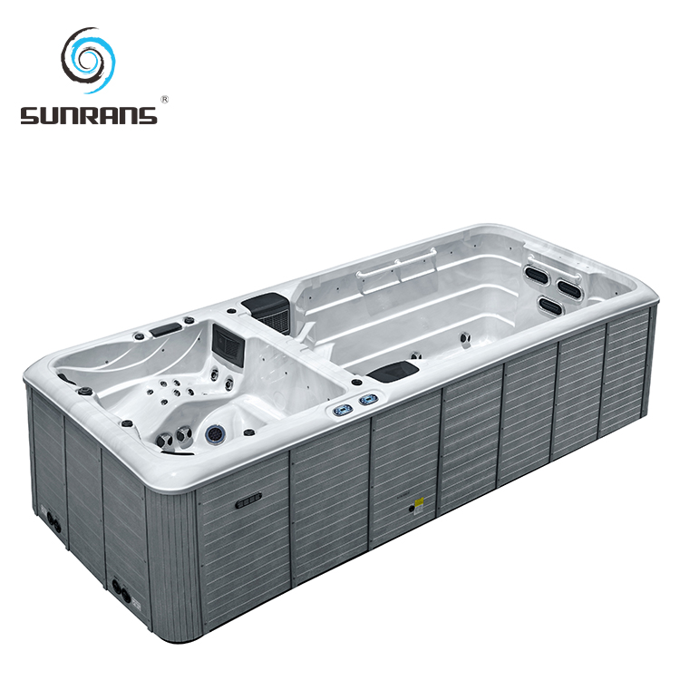 SR8802B Swim Spa 4 Person Hot Tub with 3x3.0HP Swim Pumps for Home Backyard