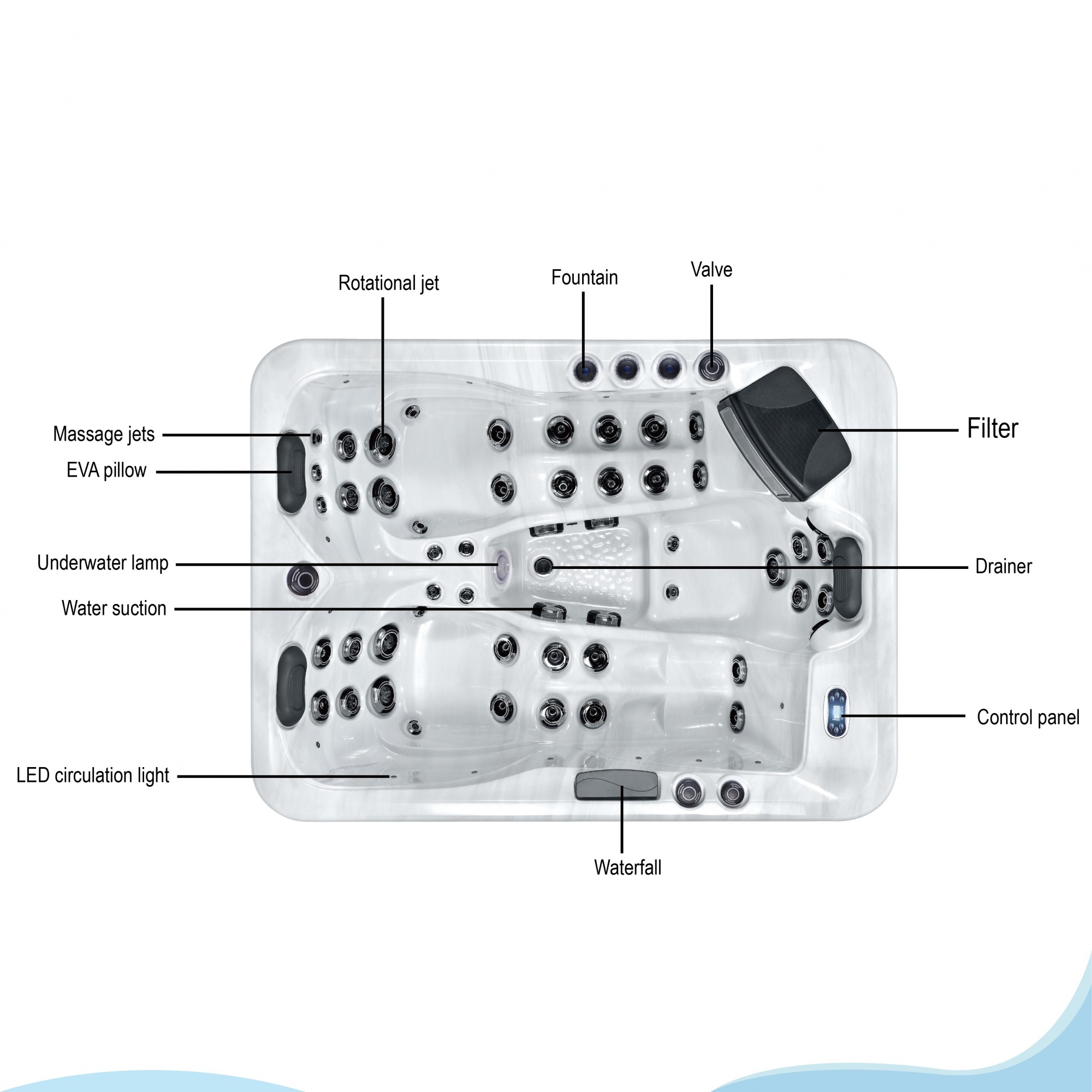 SR8115B 4 Person Backyard Hot Tub Outdoor Spa With Balboa Control Panel