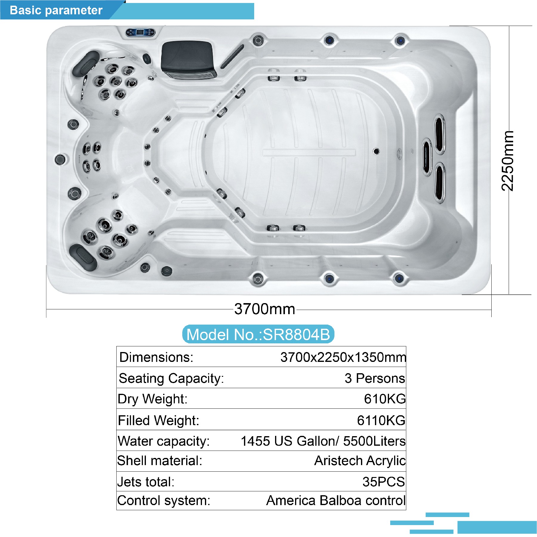Sunrans SR8804B Hot Seller Exercise Swim Spas For Sale Swimming Endless Pools With Fitness System