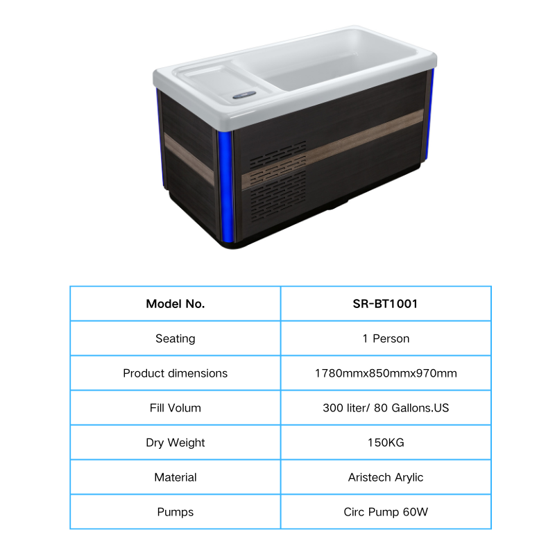 Sunrans Arylic Water Chiller Cold Plunge Ice Bath Tub With Cooling System Therapy Recovery Tub