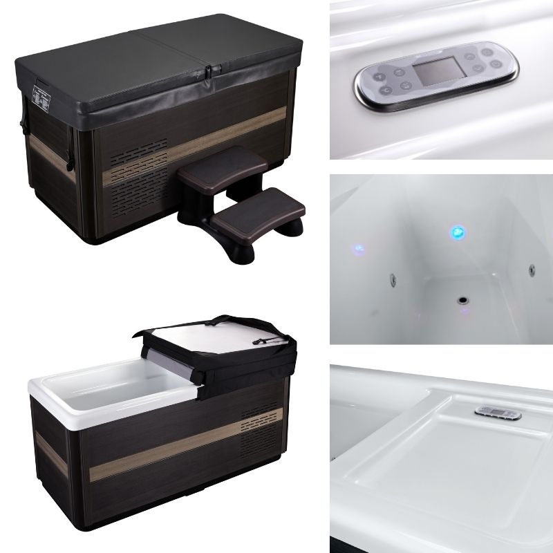 Sunrans Arylic Outdoor Cold Plunge Tub With Water Chiller Ice Bath 1 Person Cold Plunge Tub For Ice Therapy Recovery Tub
