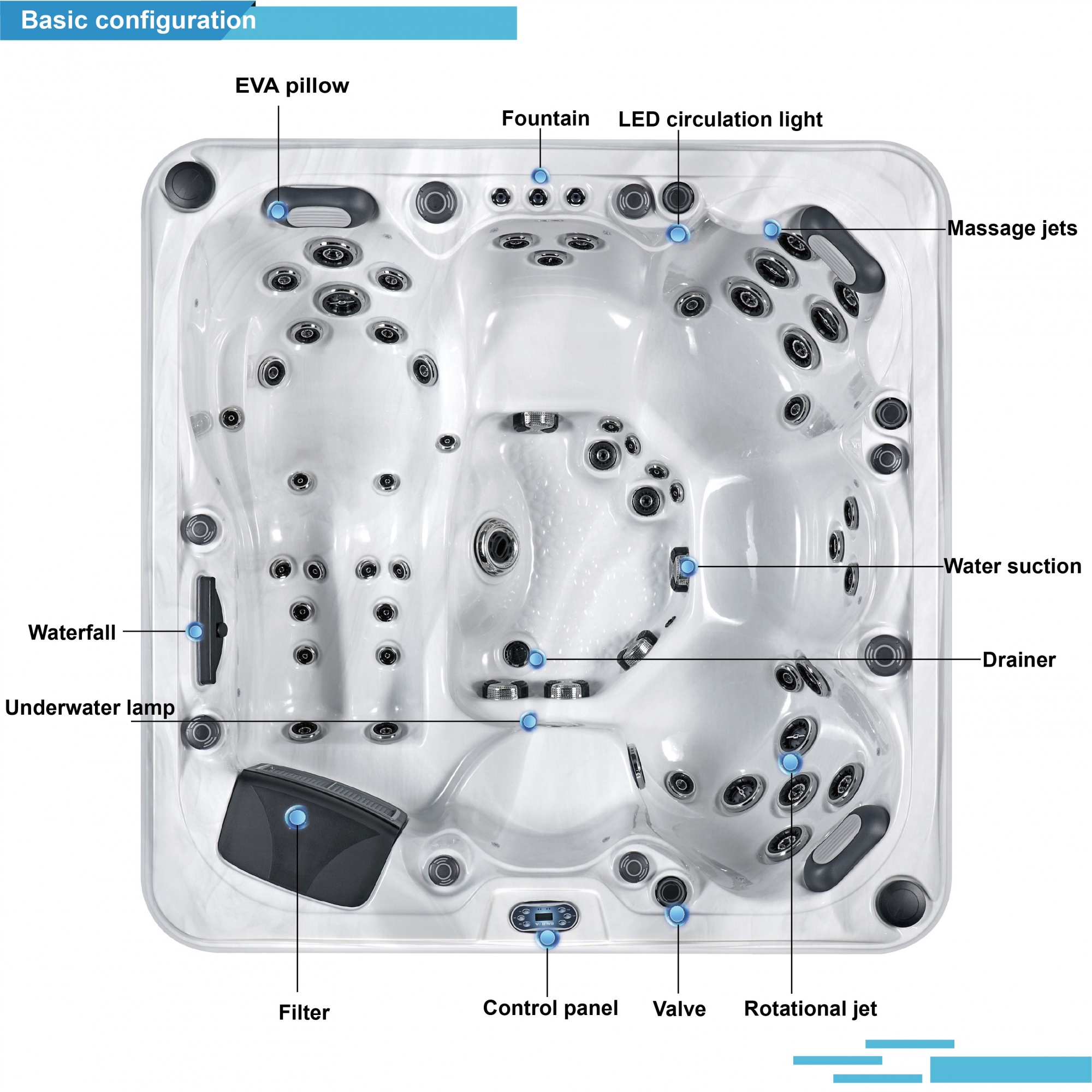 5 Person Use Hot Tub Spa Outdoor 63pcs Hydrotherapy Tub Jets Spa Plug And Play Balboa Hot Tub For Backyard SR8173