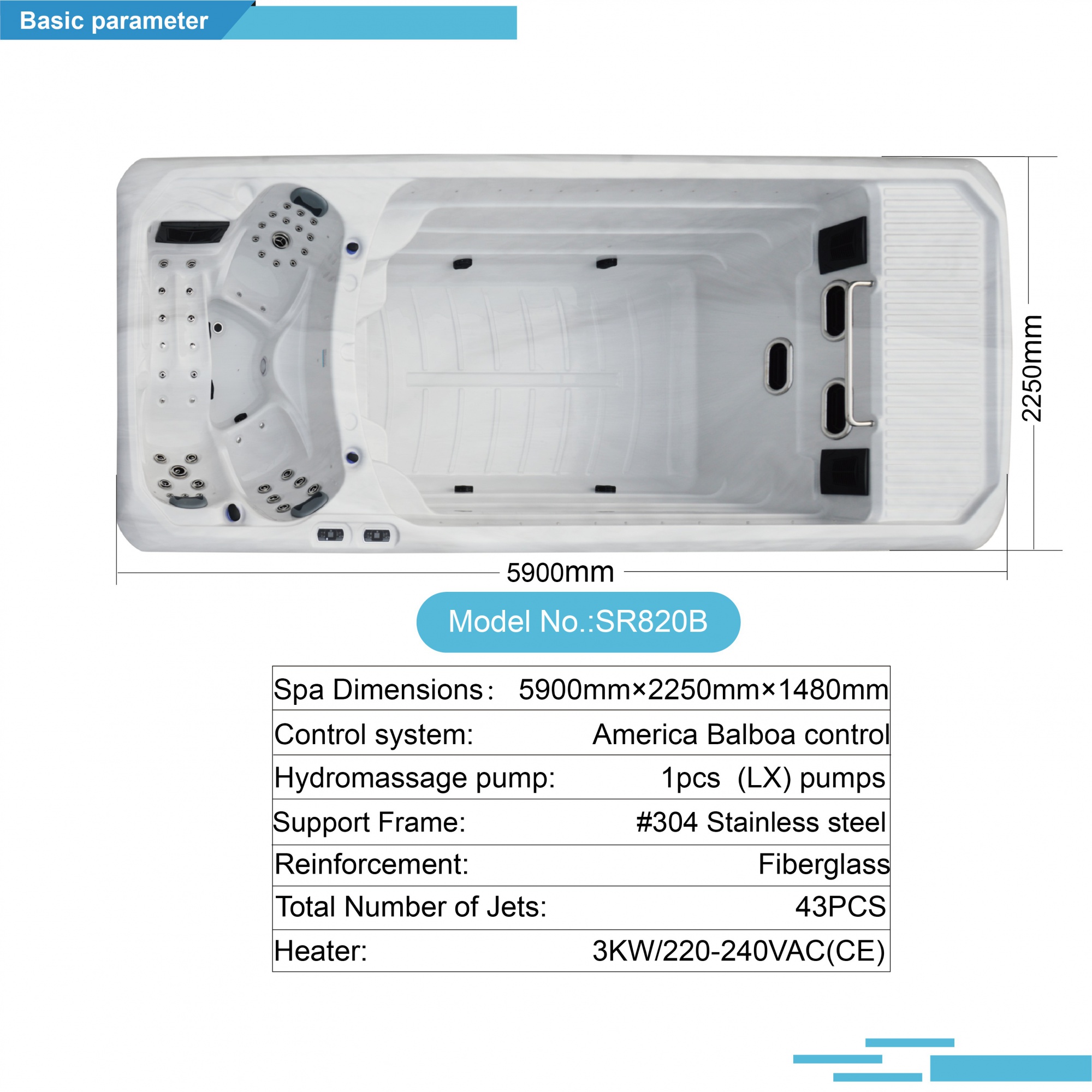 Model SR820B Spa and Swimming Pool Combo for Relaxation and Fitness