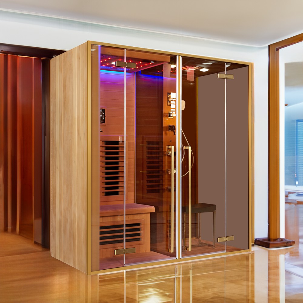 Infrared Sauna Shower Combo with Canadian Hemlock Wood – Model SR1A011