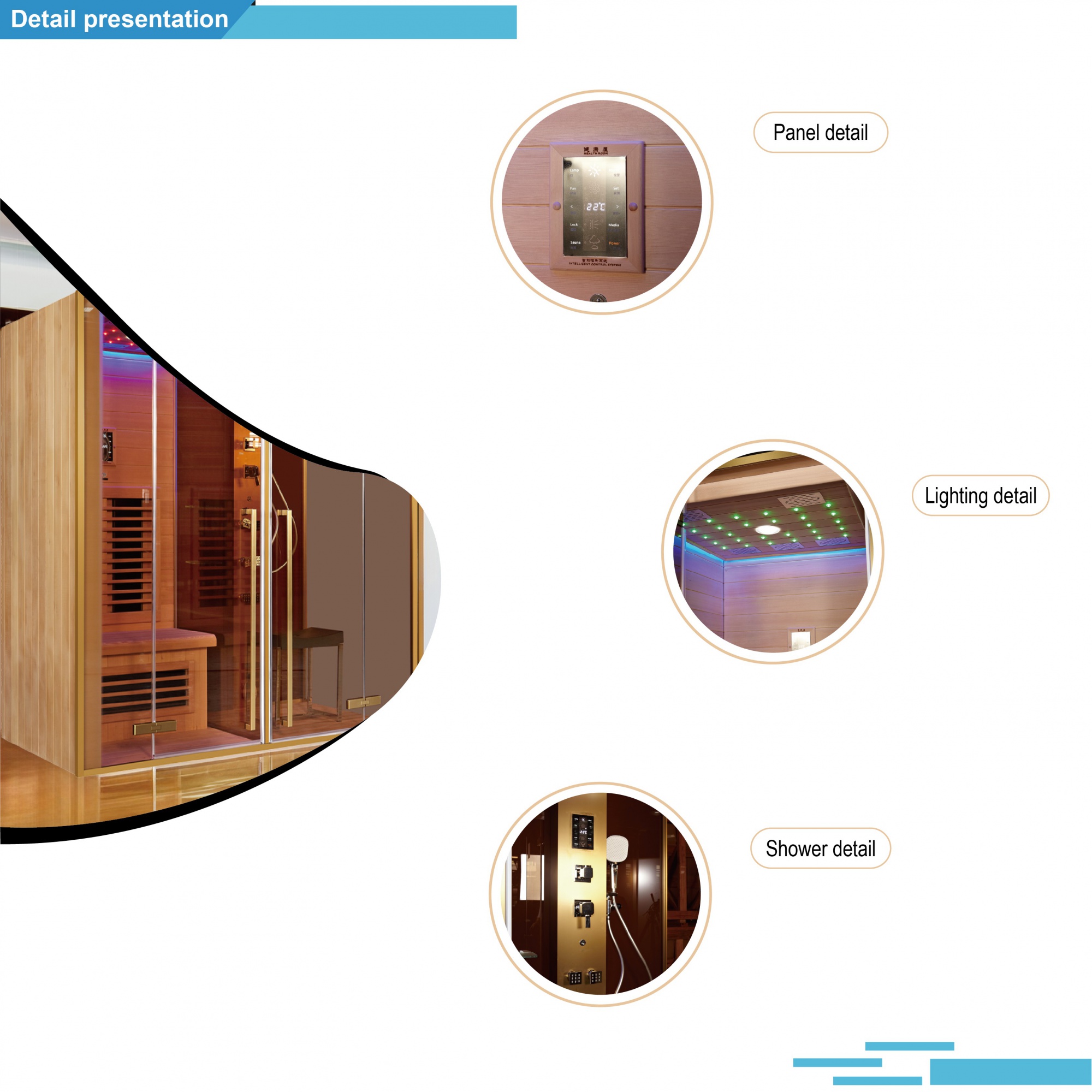 Infrared Sauna Shower Combo with Canadian Hemlock Wood – Model SR1A011