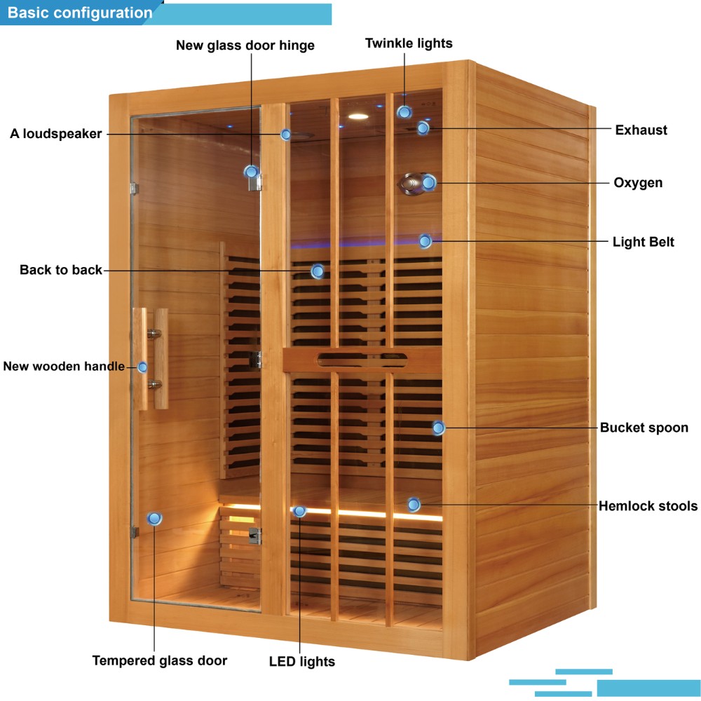 Infrared Sauna Room with Canadian Hemlock Wood – Model SR1111