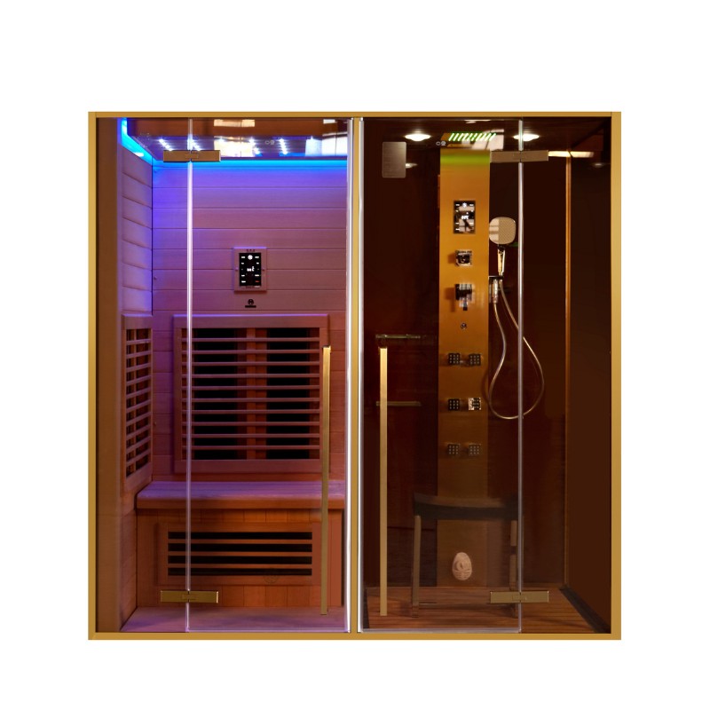 Infrared Sauna Shower Combo with Canadian Hemlock Wood – Model SR1A011