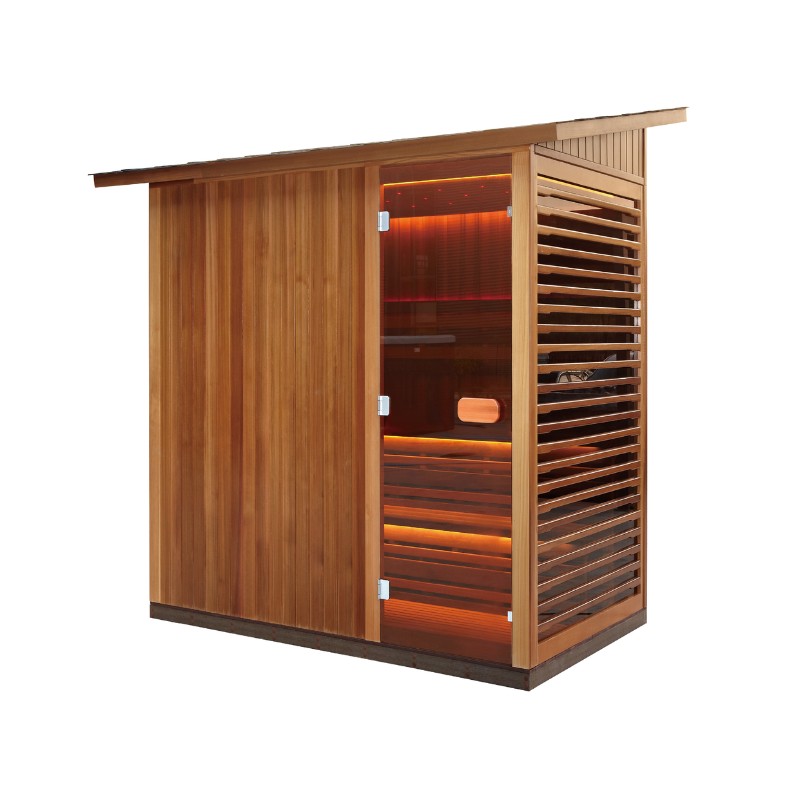 Outdoor Cedar Sauna Room with Tinted Glass Doors and 6KW Heater – Model SR1C001