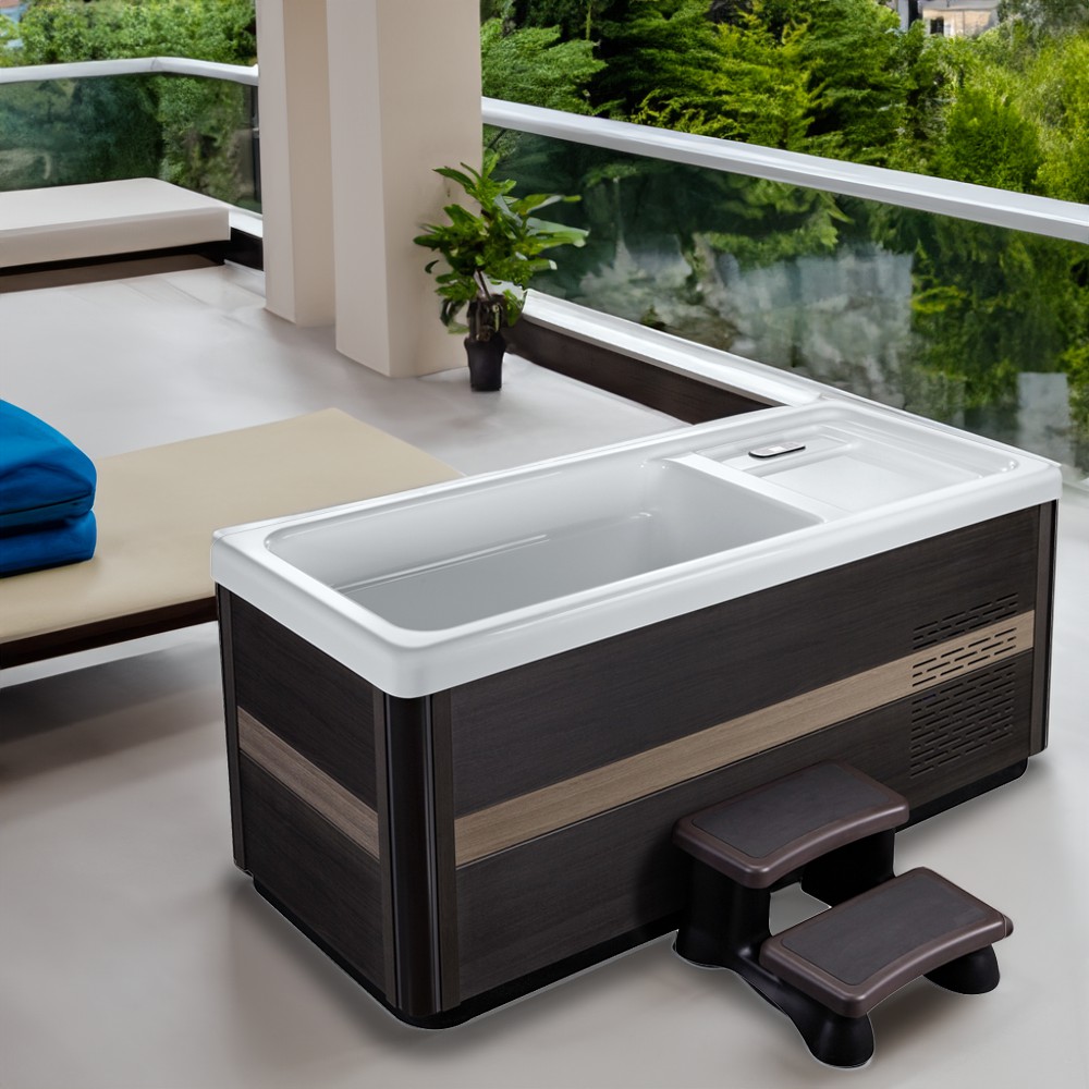 Sunrans Arylic Outdoor Cold Plunge Tub With Water Chiller Ice Bath 1 Person Cold Plunge Tub For Ice Therapy Recovery Tub