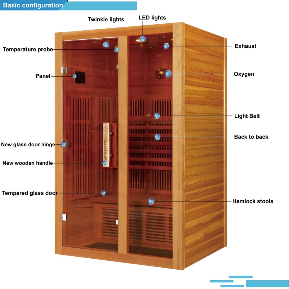 SR1114 Infrared Sauna Room Made from Canadian Hemlock