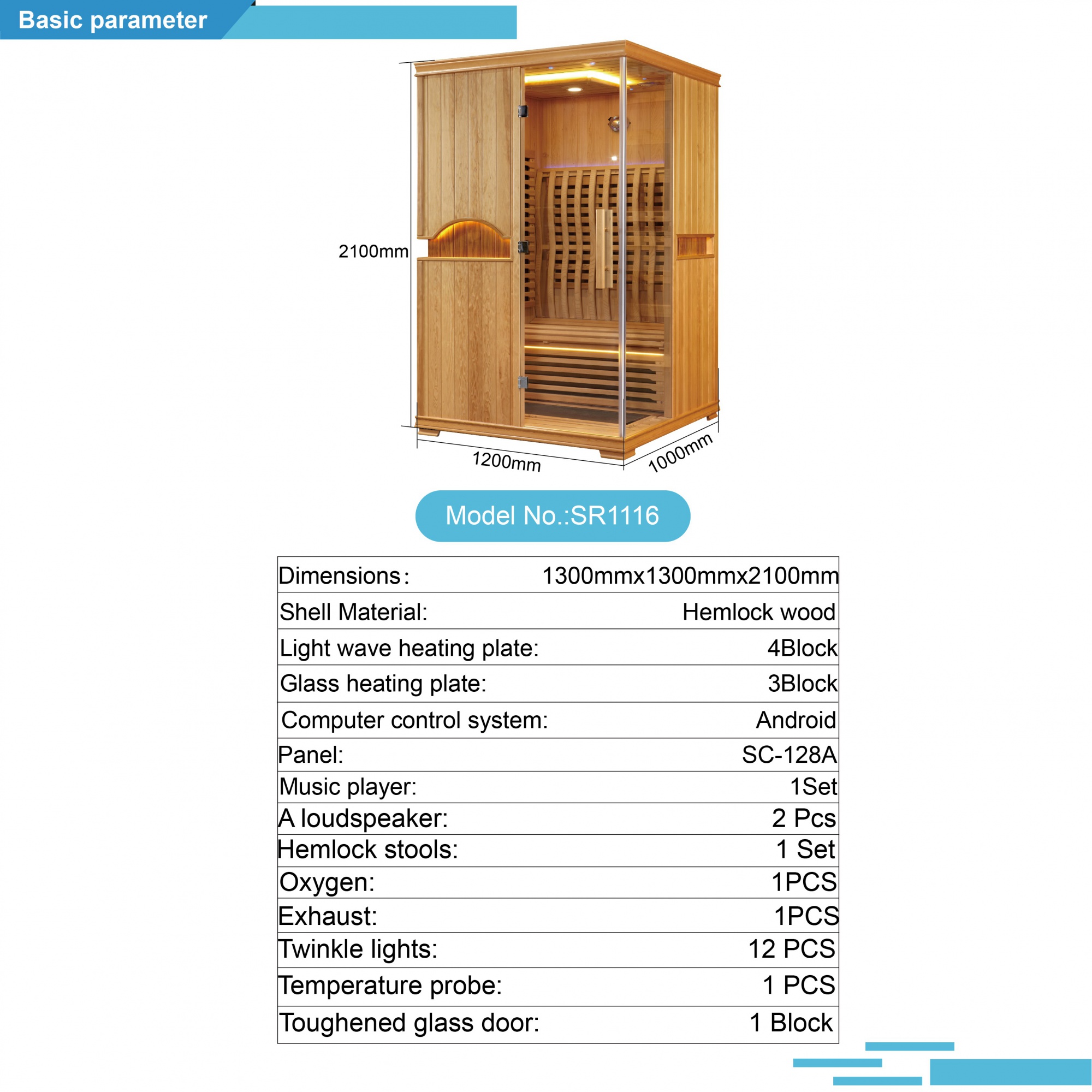 SR1116 Infrared Sauna Room - Premium Canadian Hemlock, Advanced Android Control System