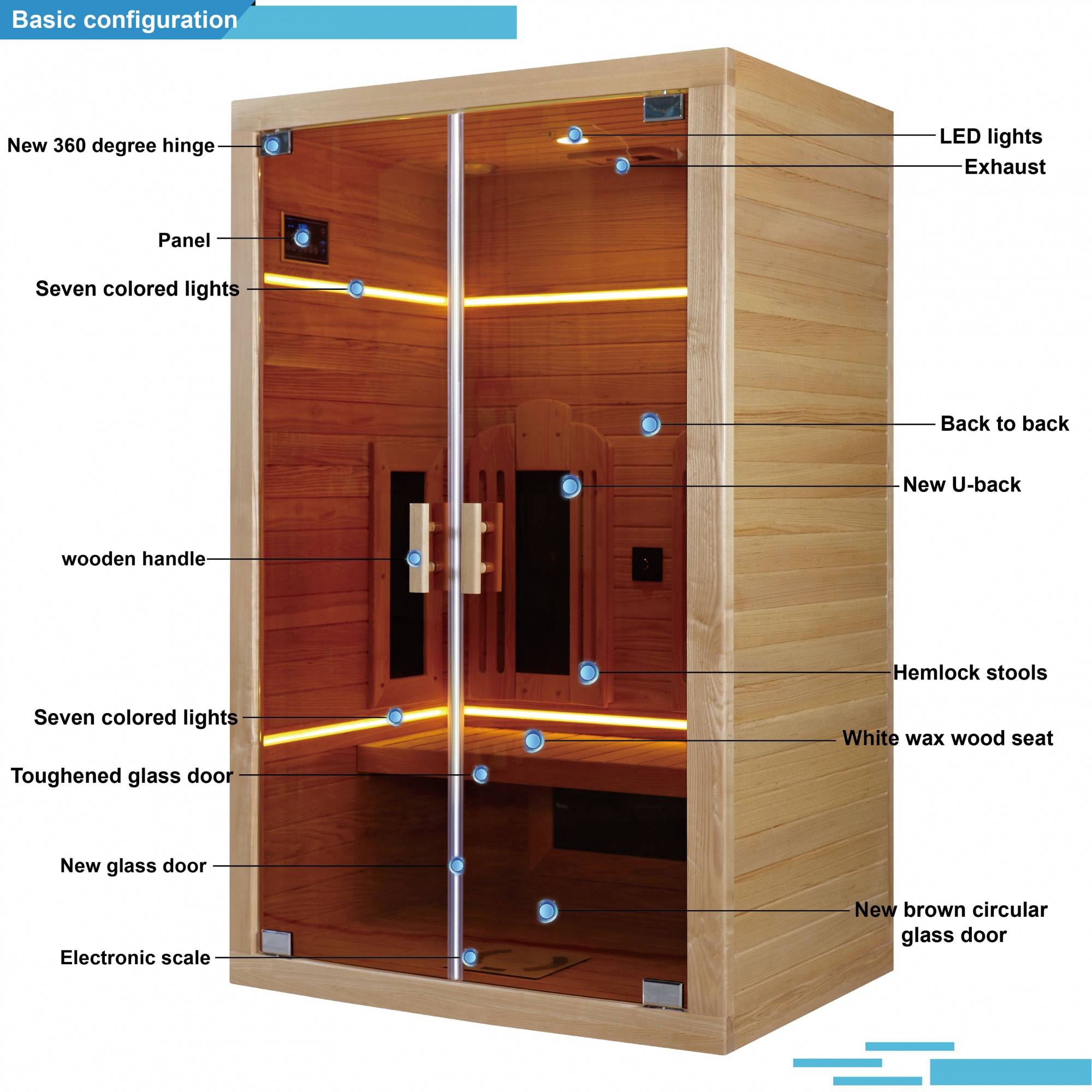 SR1118 Wooden Infrared Sauna 2 Person Mini Wooden Backyard High Tech Health Infrared Sauna With Computer Control Panel