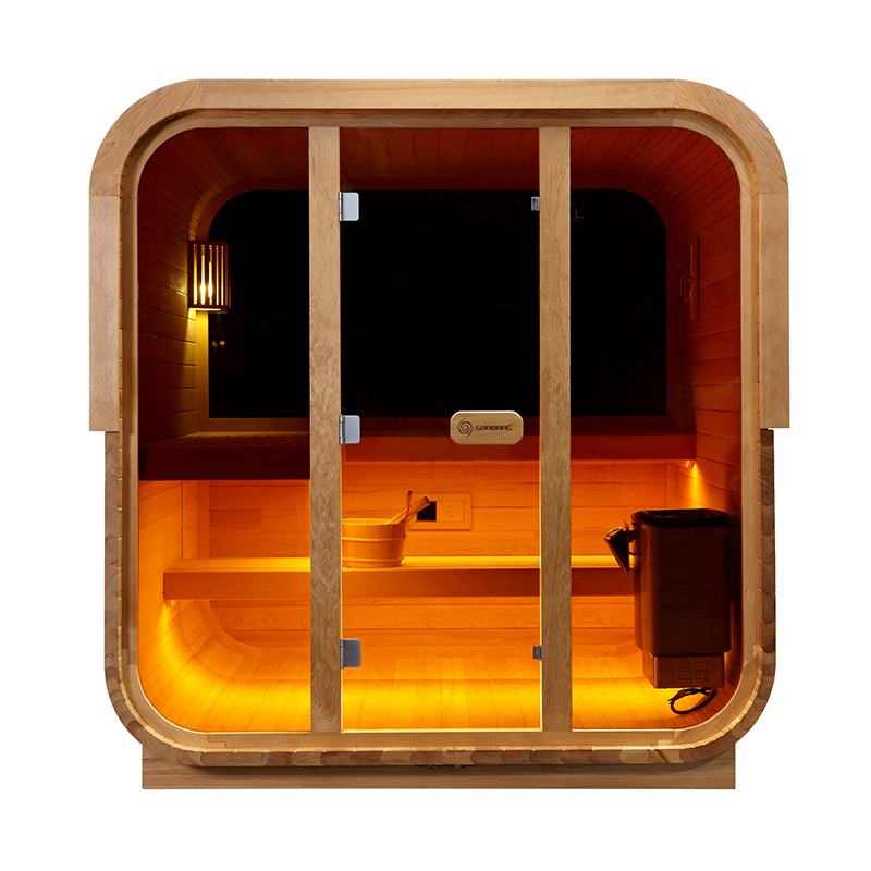 Sunrans 5-6 Person Luxury Hemlock Wood Large Backyard Garden Sauna Bath Wooden Room Outdoor With 8mm Tempered Glass