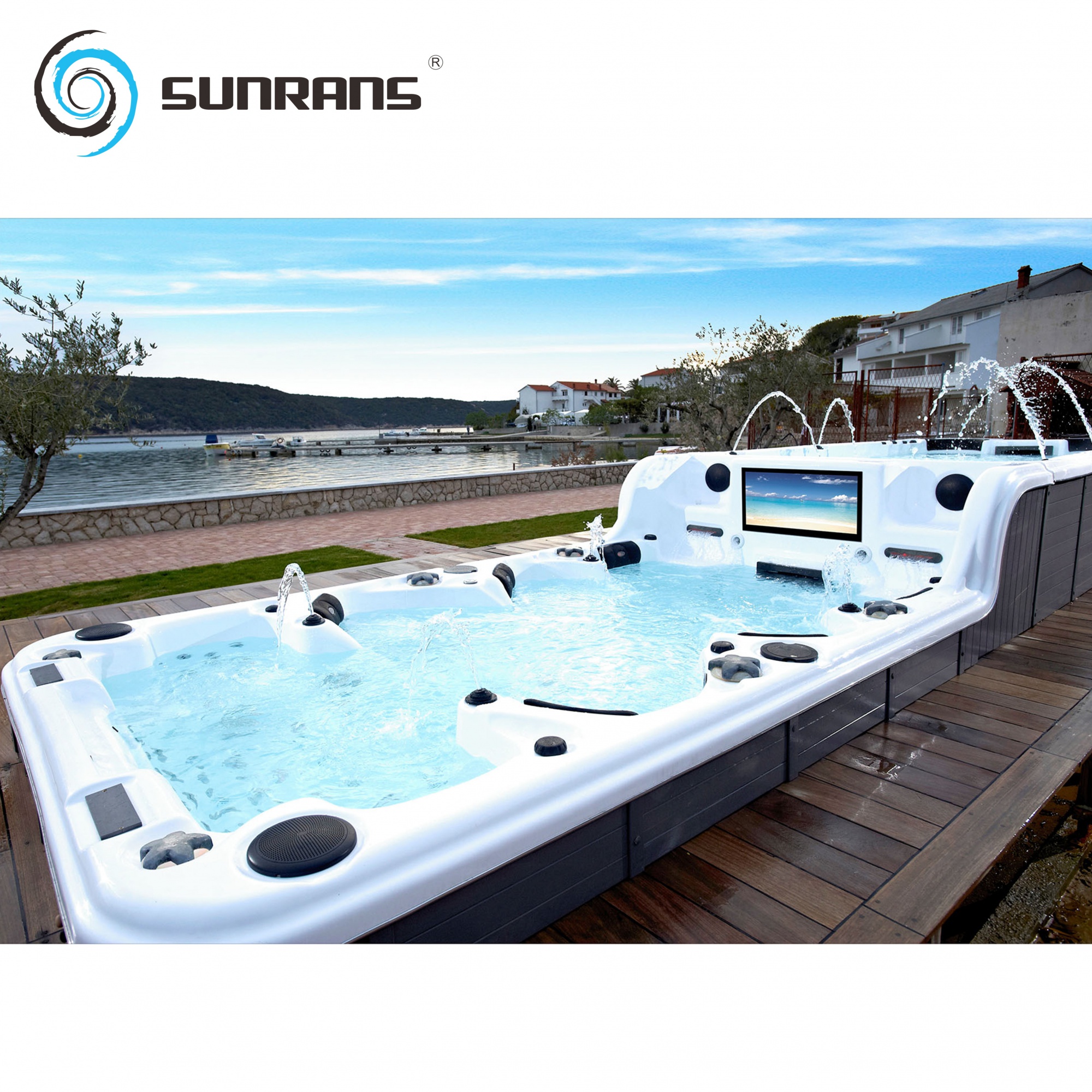 Sunrans 8M Acrylic Dual Zone Swim Spa Hot Tub Combo SR859