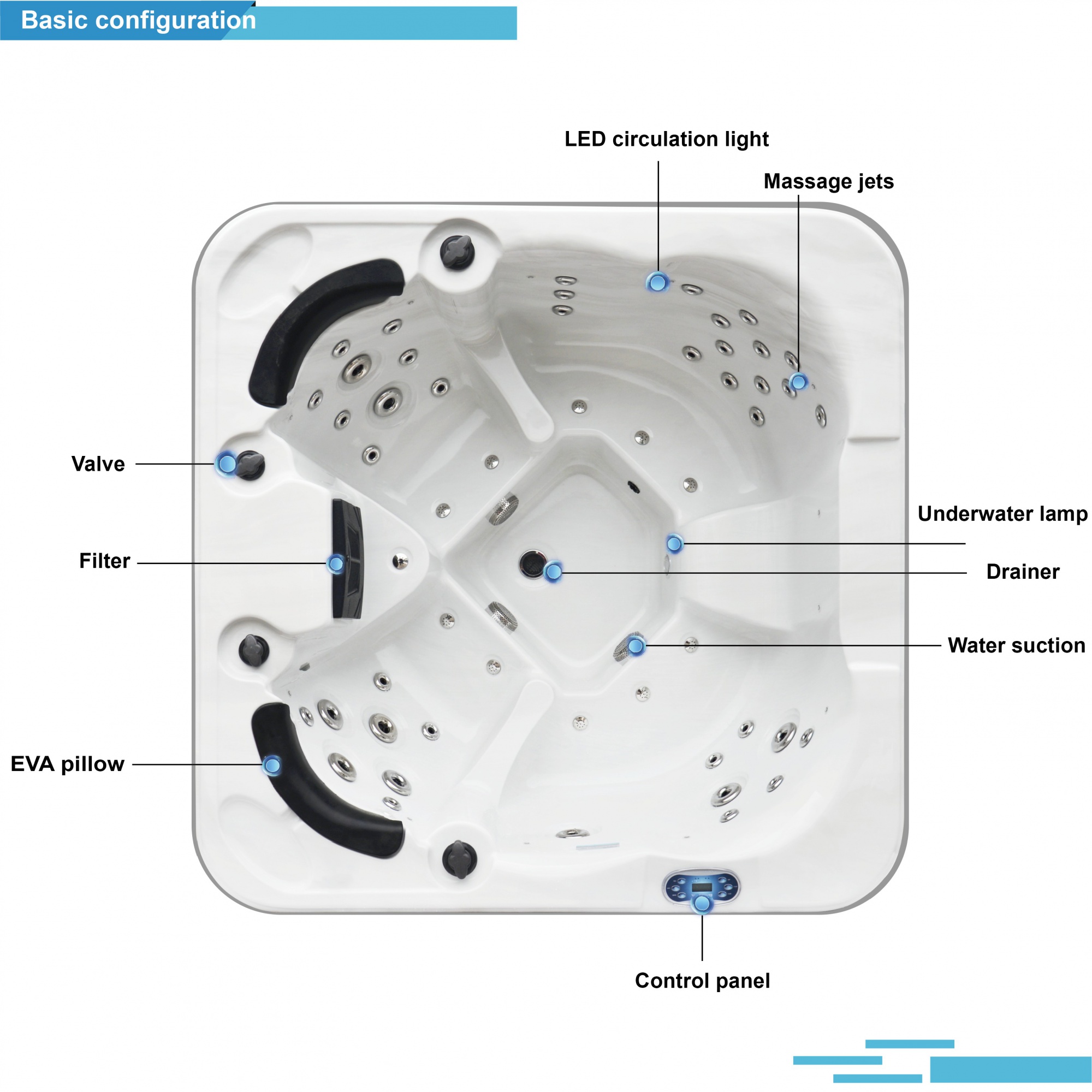 Wholesale SR839 Balboa Hydro Outdoor Spa for Fitness Recovery Modern Luxury Acrylic Hot Tub Soaking With 53pcs Jets