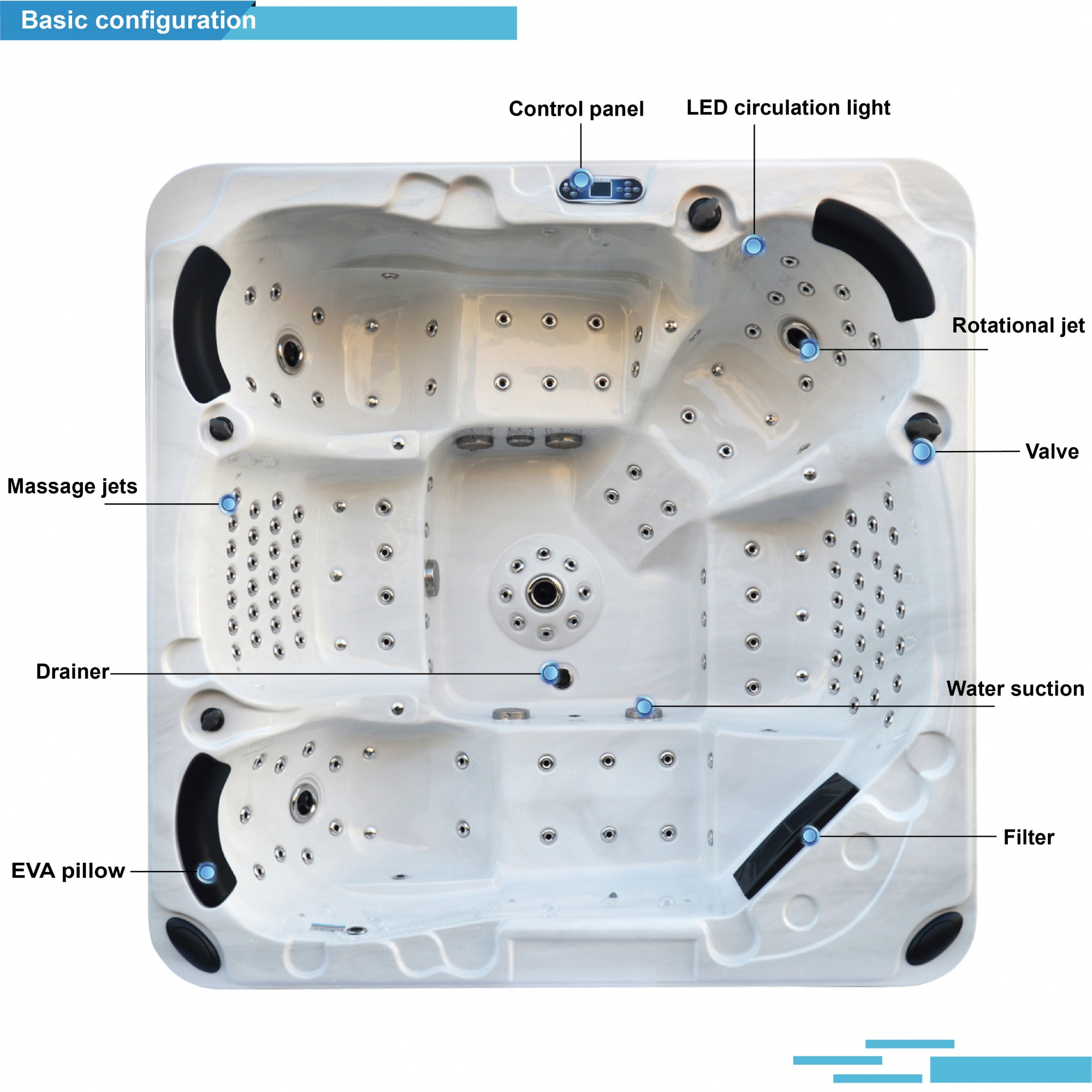 Hot Sale Cheap 7 Persons Acrylic Easy to Clean Outdoor Sexy Massage Spa Hot Bath Tub With 45pcs Jets for Backyard SR876