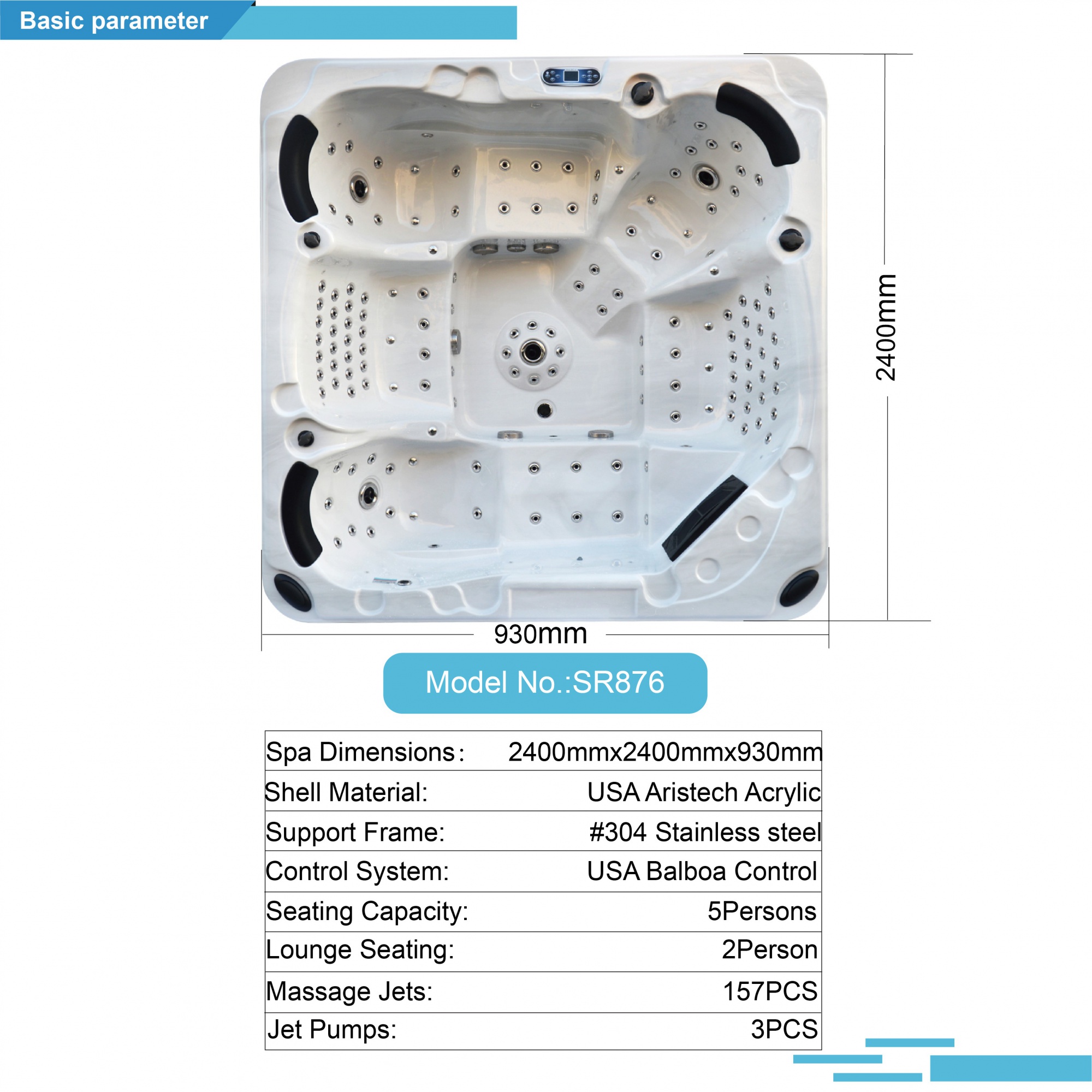 Hot Sale Cheap 7 Persons Acrylic Easy to Clean Outdoor Sexy Massage Spa Hot Bath Tub With 45pcs Jets for Backyard SR876