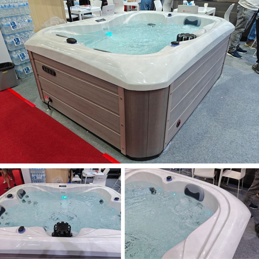 SR808C Modern 2 Person Compact Hot Tub with 23 Stainless Steel Jets Balboa System and LED Mood Light