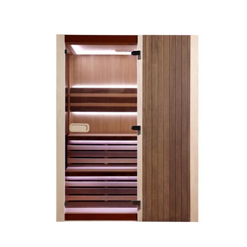 SR1113 Traditional Home Sauna Room Kit with 4.5KW Heater Tempered Glass Door and Mood Lighting
