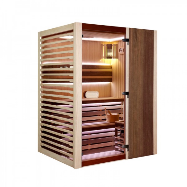 SR1113 Traditional Home Sauna Room Kit with 4.5KW Heater Tempered Glass Door and Mood Lighting