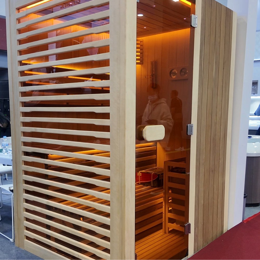 SR1113 Traditional Home Sauna Room Kit with 4.5KW Heater Tempered Glass Door and Mood Lighting