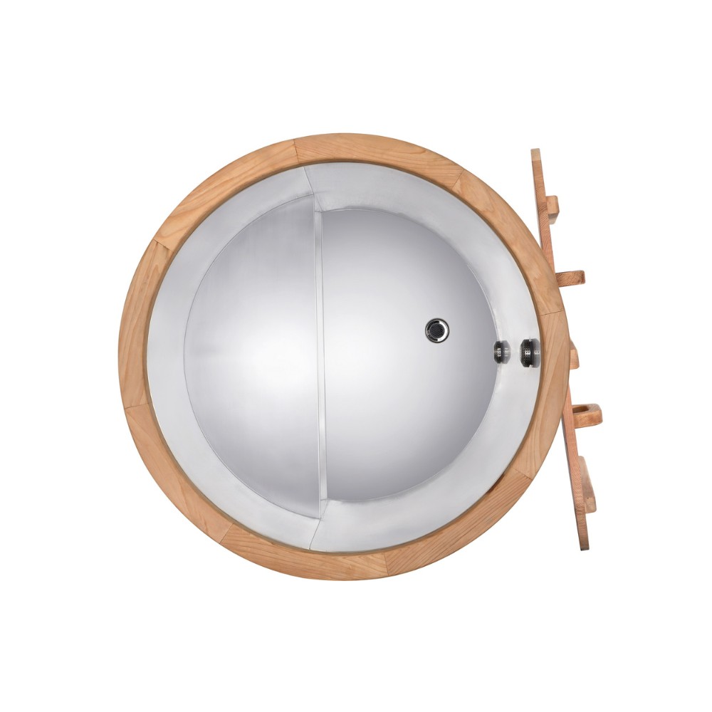 SR-BT1006 Ice Barrel 304 Stainless Steel Hot Cold Plunge Tub with Ozone System 1HP Heat Pump Canadian Red Cedar for Outdoor Recovery Therapy