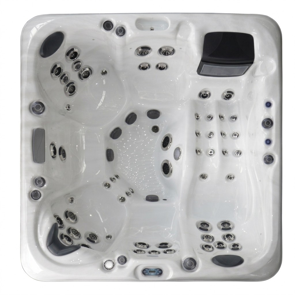 SR8103B 6-Person Luxury Spa with 64 Jets, 3x2.0HP Pumps, Balboa BP6013G3+TP600B Control System and LED Cup Holders