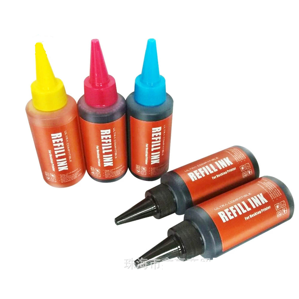 兼容30ml4色填充墨水全通弹簧瓶再生墨盒墨水染料CISS打印机墨水