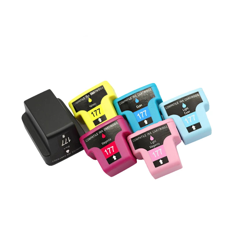 适用惠普HP177墨盒C8721/C8775HE彩色黑色D7155打印机6色墨水