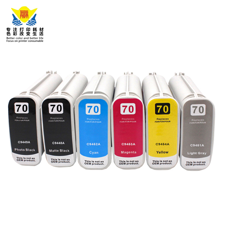 Refurbished hp70 Ink Cartridge 8 colors C9449A C9451A C9452A C9453A C9454A C9455A C9390A C9488A for Designjet Z2100 Z3100 Z3200 wide format plotter