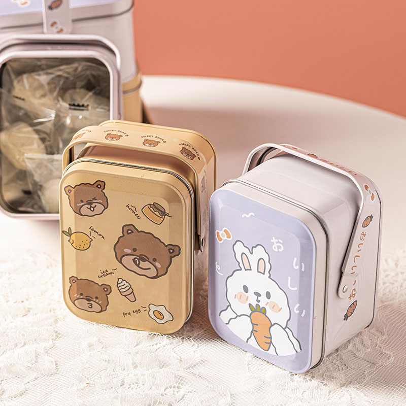 COCOA CHIP COOKIE TIN BOX BISCUIT METAL BOX WITH HANDLE CHINA SUPPLIER