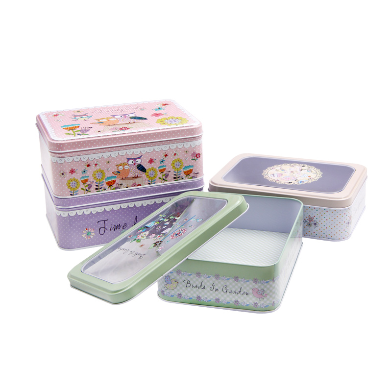 COOKIE TIN BOX RECTANGULAR CAKE CANDY TIN CANS