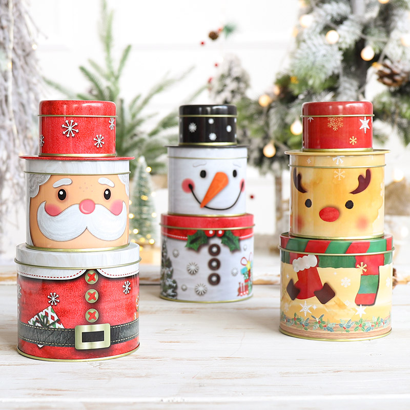 CHRISTMAS TIN CAN CHRISTMAS TIN BOX SANTA CLAUS CANDY METAL BOX