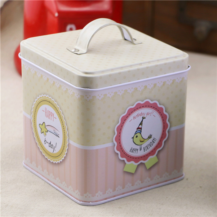 Christmas cookie tin box  with handle candy metal box